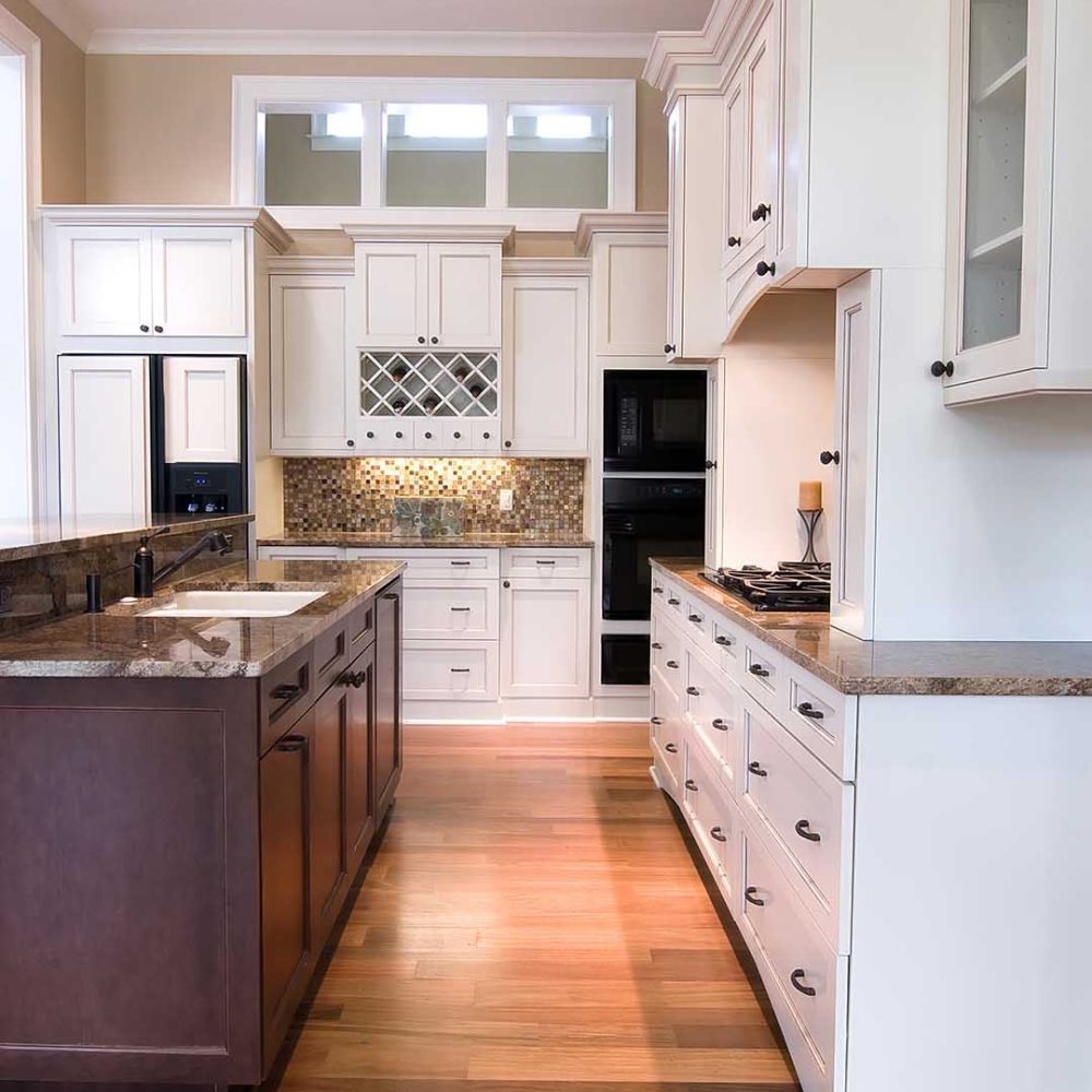 modern, trendy kitchen with mix of woods